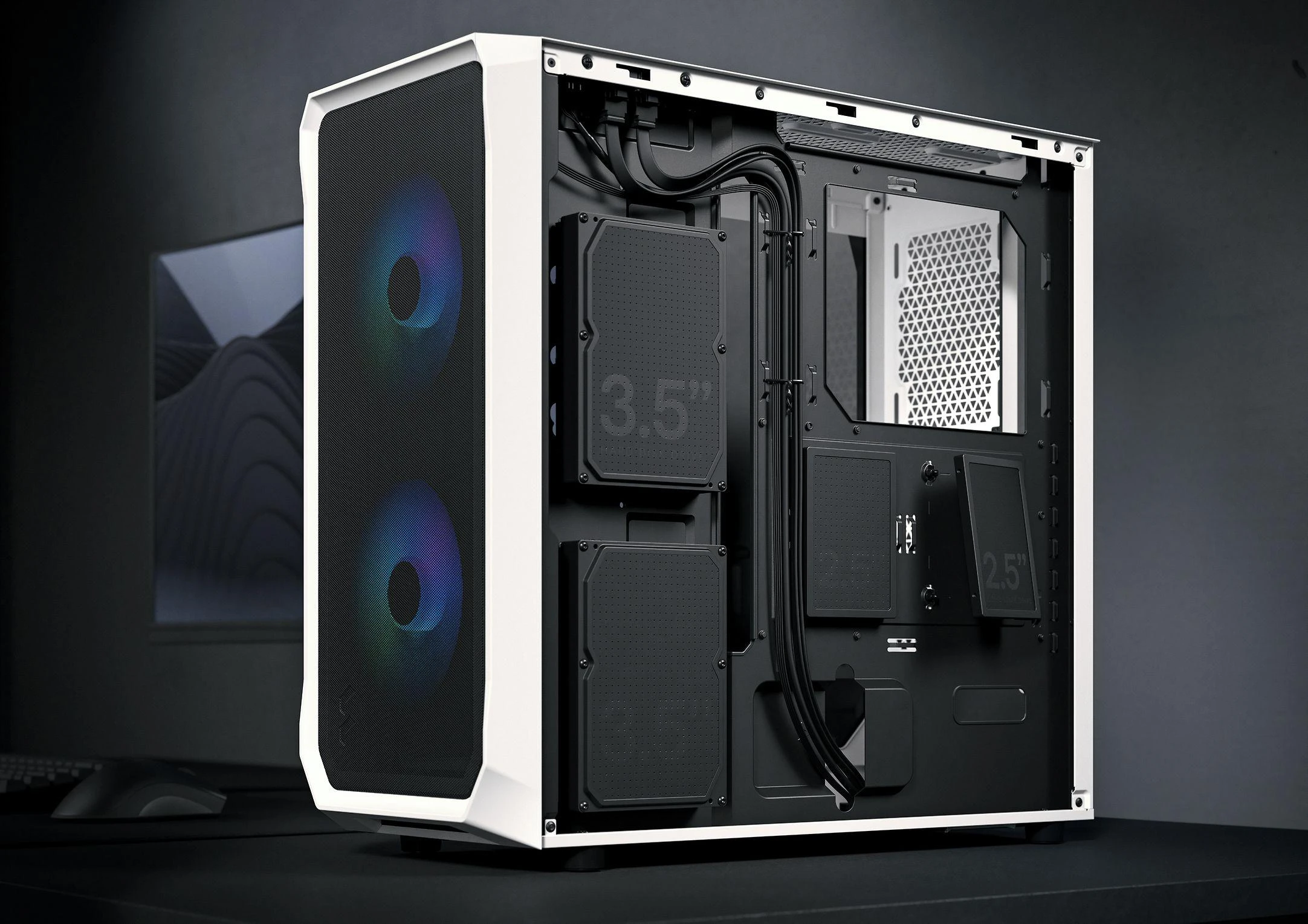 „Fractal Design“ | „Focus 2“ | Šoninis langas | RGB Baltas TG skaidraus atspalvio | Midi bokštas | ATX
