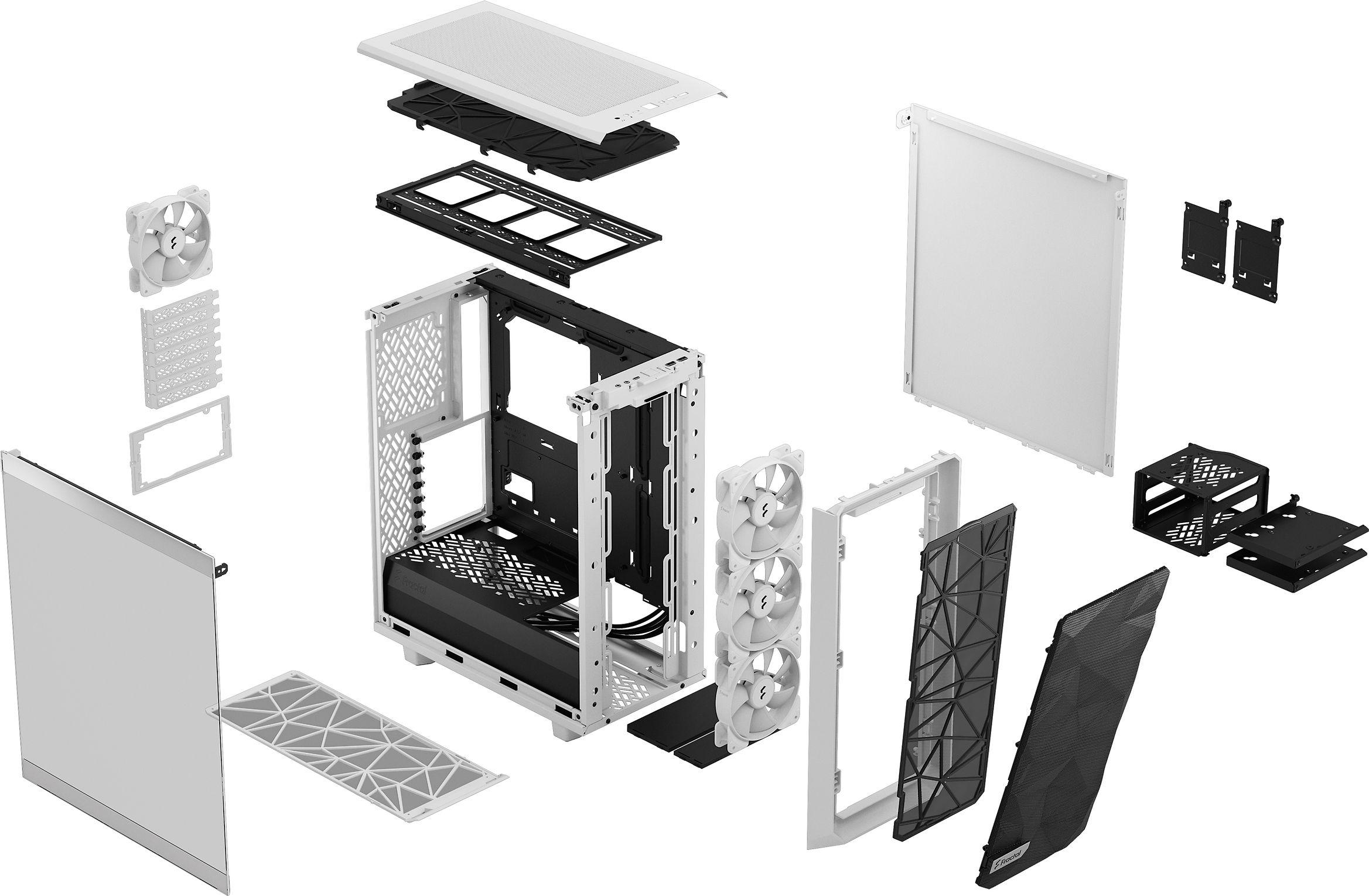 „Fractal Design“ | „Meshify 2 Compact RGB“ | Šoninis langas | „Baltas TG Clear“ | Vidutinio dydžio bokštas | ATX
