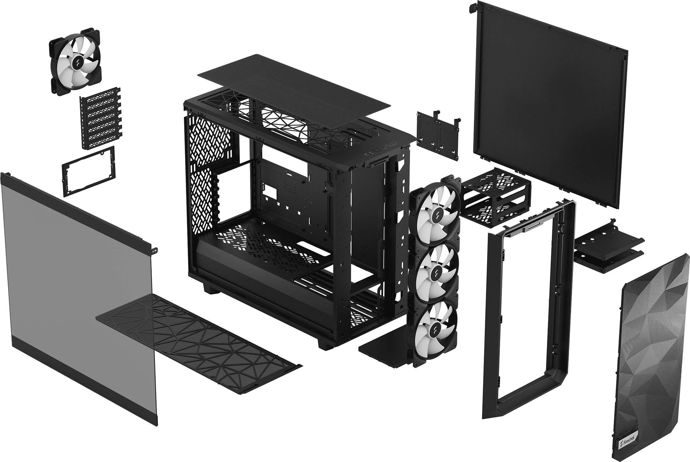 Fractal Design Fraktalų dizainas | Meshify 2 Lite RGB TG šviesos atspalvis | Šoninis langas | Juodas | E-ATX | Įtrauktas maitinimo šaltinis Nr. | ATX