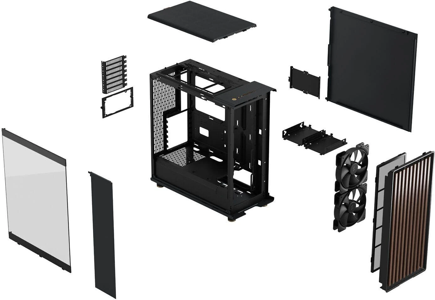 „Fractal Design“ | „North“ | Tamsaus atspalvio, anglies spalvos | Juodas TG | ATX