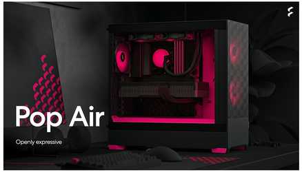 Fractal Design Pop Air RGB Magenta Core TG ATX-kotelo ikkunalla, musta/magenta