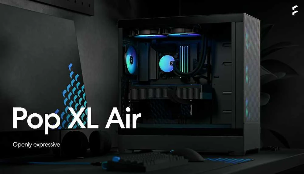 „Fractal Design“ | „Pop XL Air RGB“ | Šoninis langas | Juodas TG skaidraus atspalvio | E-ATX iki 280 mm, ATX, mATX, Mini ITX | ATX