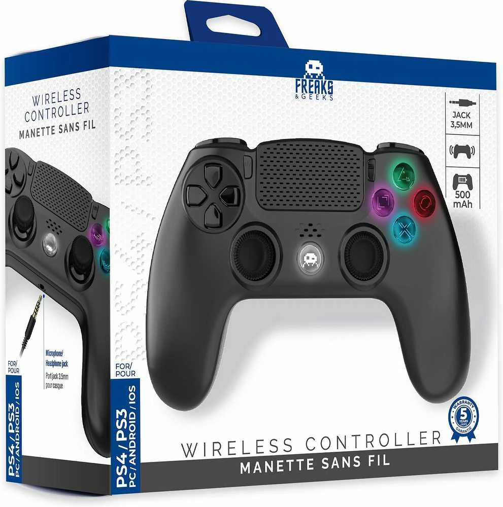 Freaks And Geeks - Belaidis PS4 valdiklis su 3,5 mm jungtimi - LED - Juodas