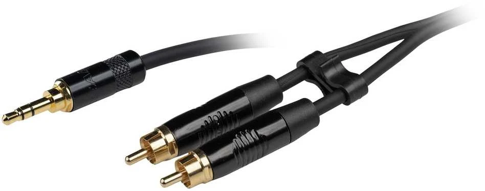 3,5 mm į 2 RCA laidas su auksiniais kontaktais