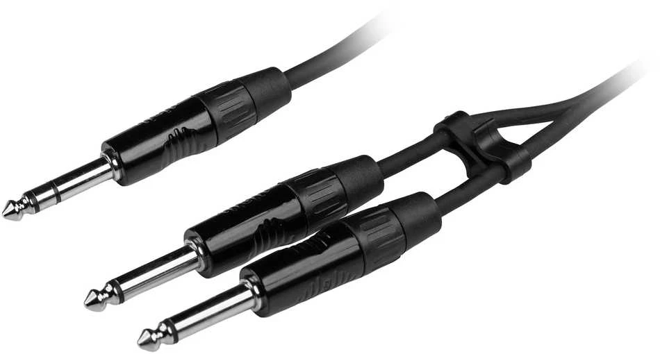 Audio Y-adapteris: 6,3 mm TRS į dvi 6,3 mm TS jungtis