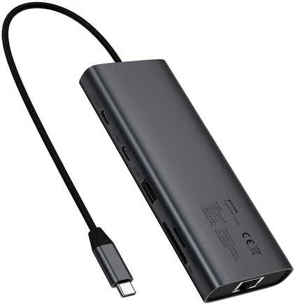 Fuj:tech 9-in-1 USB-C adapteris, tamsiai pilkas