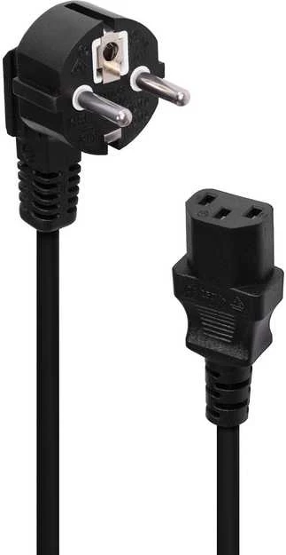 Fuj:tech CEE 7/7 - C13 -virtajohto kulmapistokkeella, musta, 5 m
