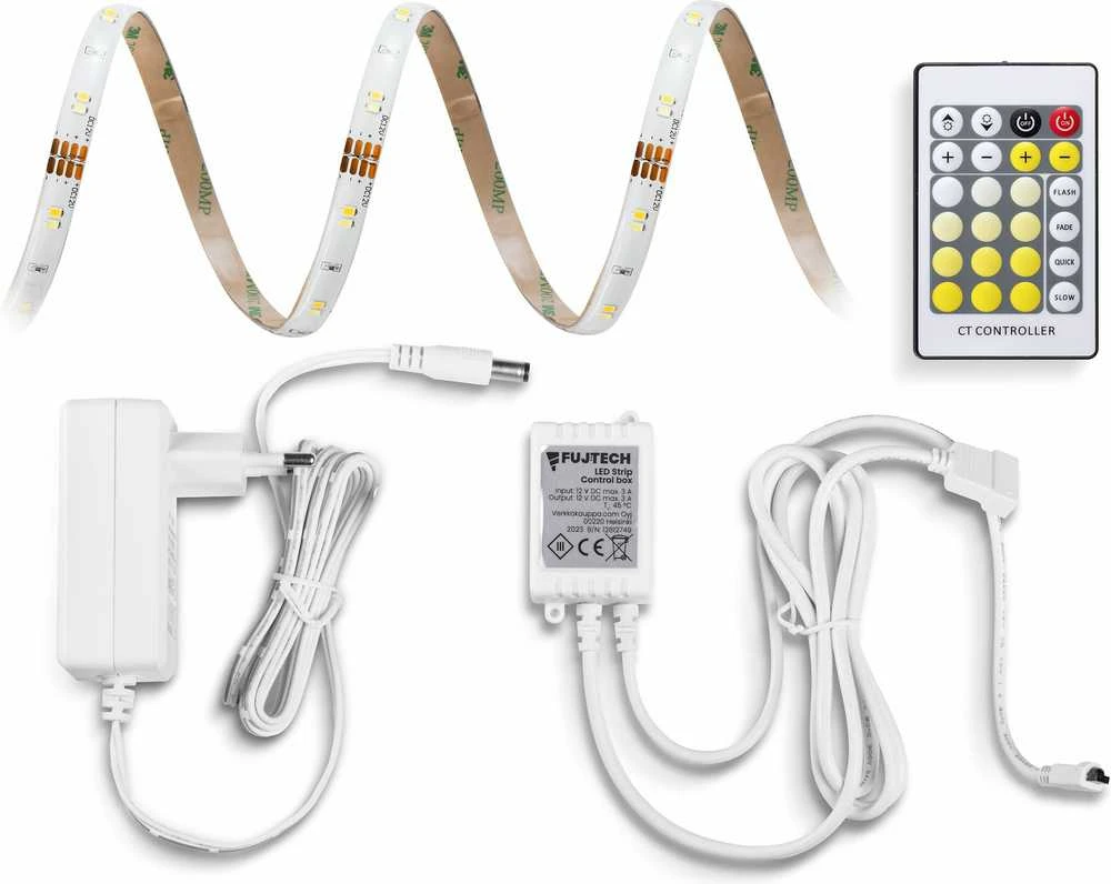 Fuj:tech LED Strip W -valonauha, 3 m, valkoisen sävyt