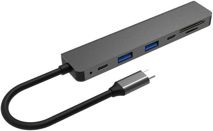 „Fuj:tech Slim“ USB-C šakotuvas su 100 W PD įkrovimu, 5 prievadais