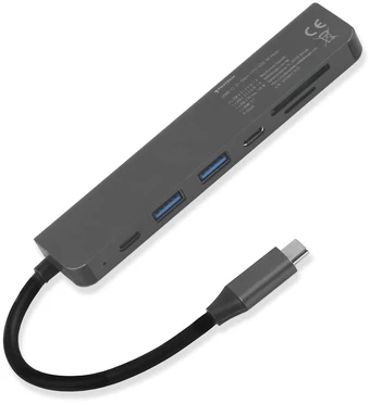 „Fuj:tech Slim“ USB-C šakotuvas su 100 W PD įkrovimu, 5 prievadais
