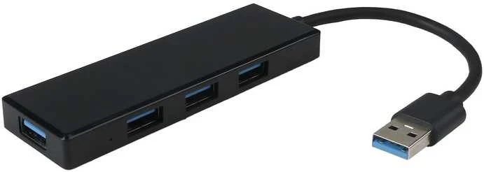 Juodas 4 prievadų USB-A šakotuvas su laidu