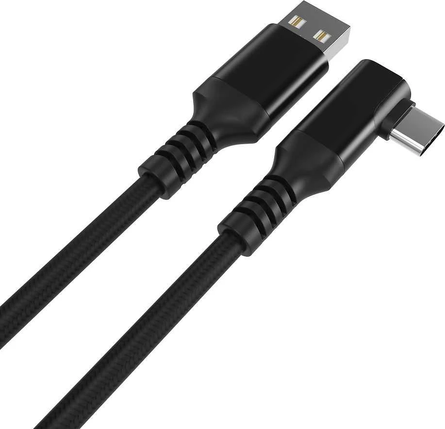 Fuj:tech USB-C 90° - USB-A -kaapeli, 1 m, musta