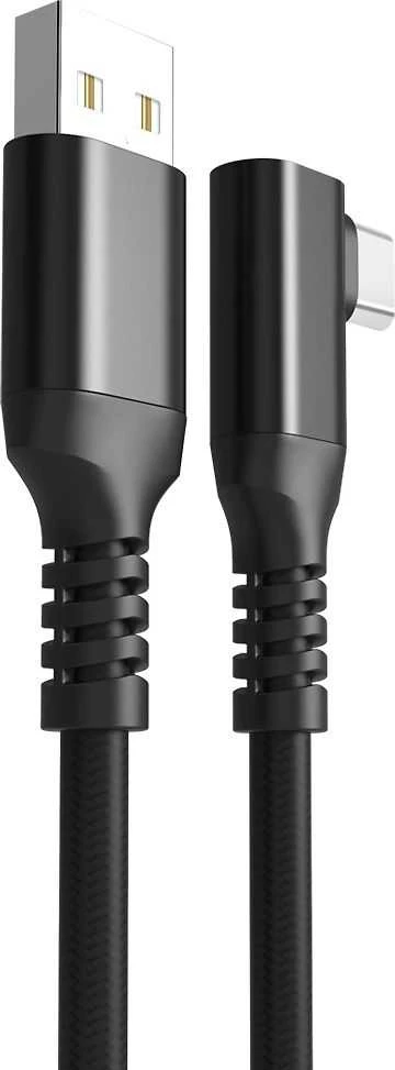 Fuj:tech USB-C 90° - USB-A -kaapeli, 1 m, musta