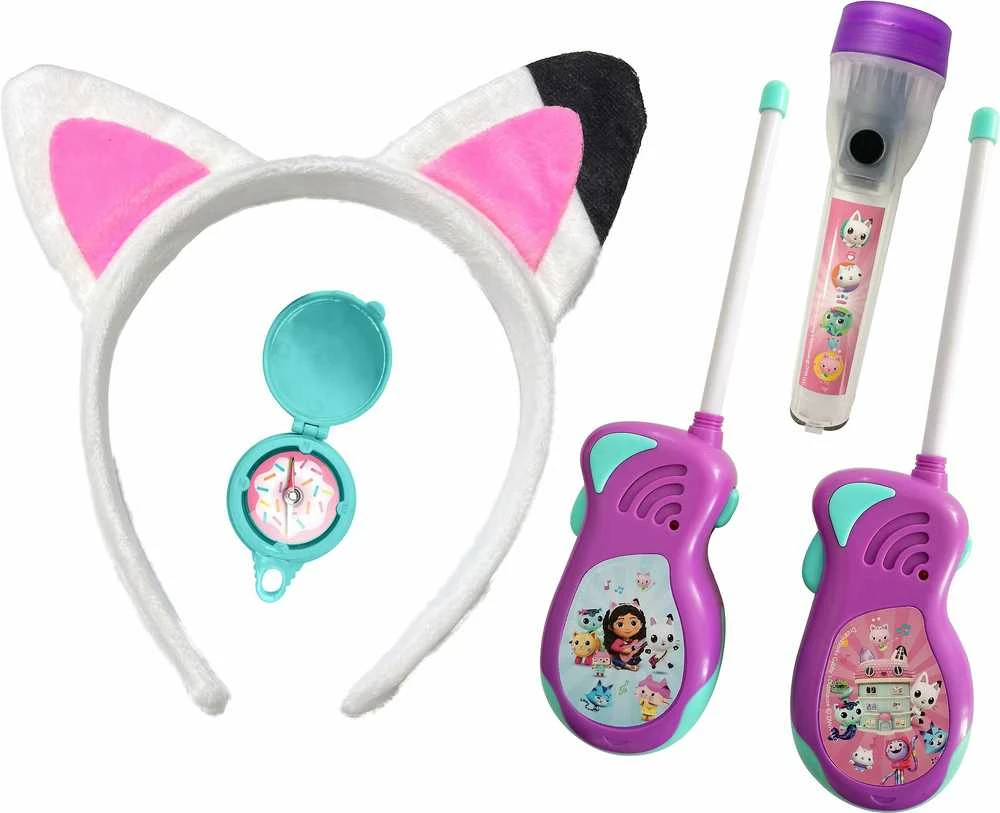 Gabby's Dollhouse Koci Domek Gabi Rinkinys Krótkofalówki Walkie Talkies Žibintuvėlis Opaska Kompas / 23884