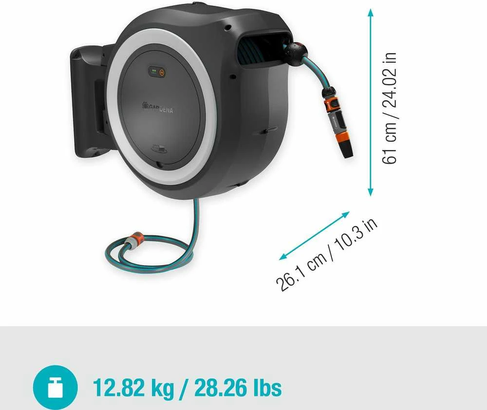 Akumuliatorinė sieninė žarnos ritė "PowerRoll" XXL, paruoštas naudojimui rinkinys