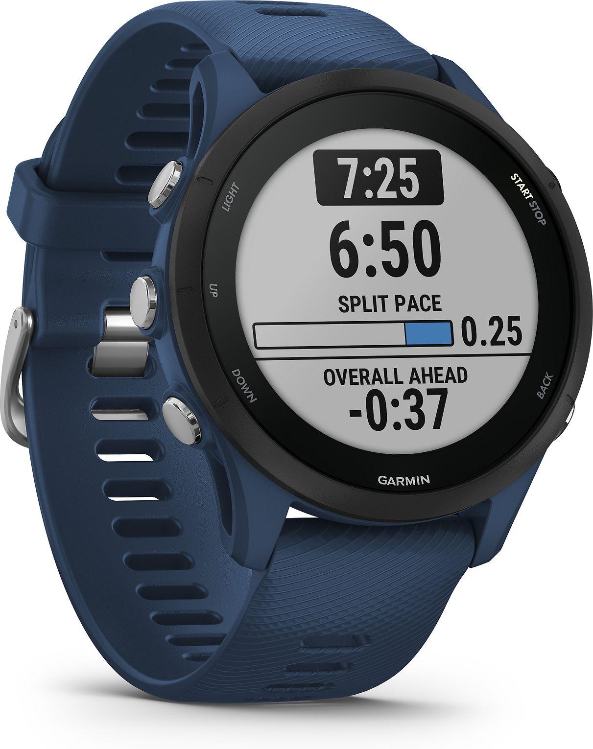 Išmanusis laikrodis Garmin Forerunner 255, Juodos spalvos apvadas su mėlynos spalvos silikoniniu dirželiu, 46mm