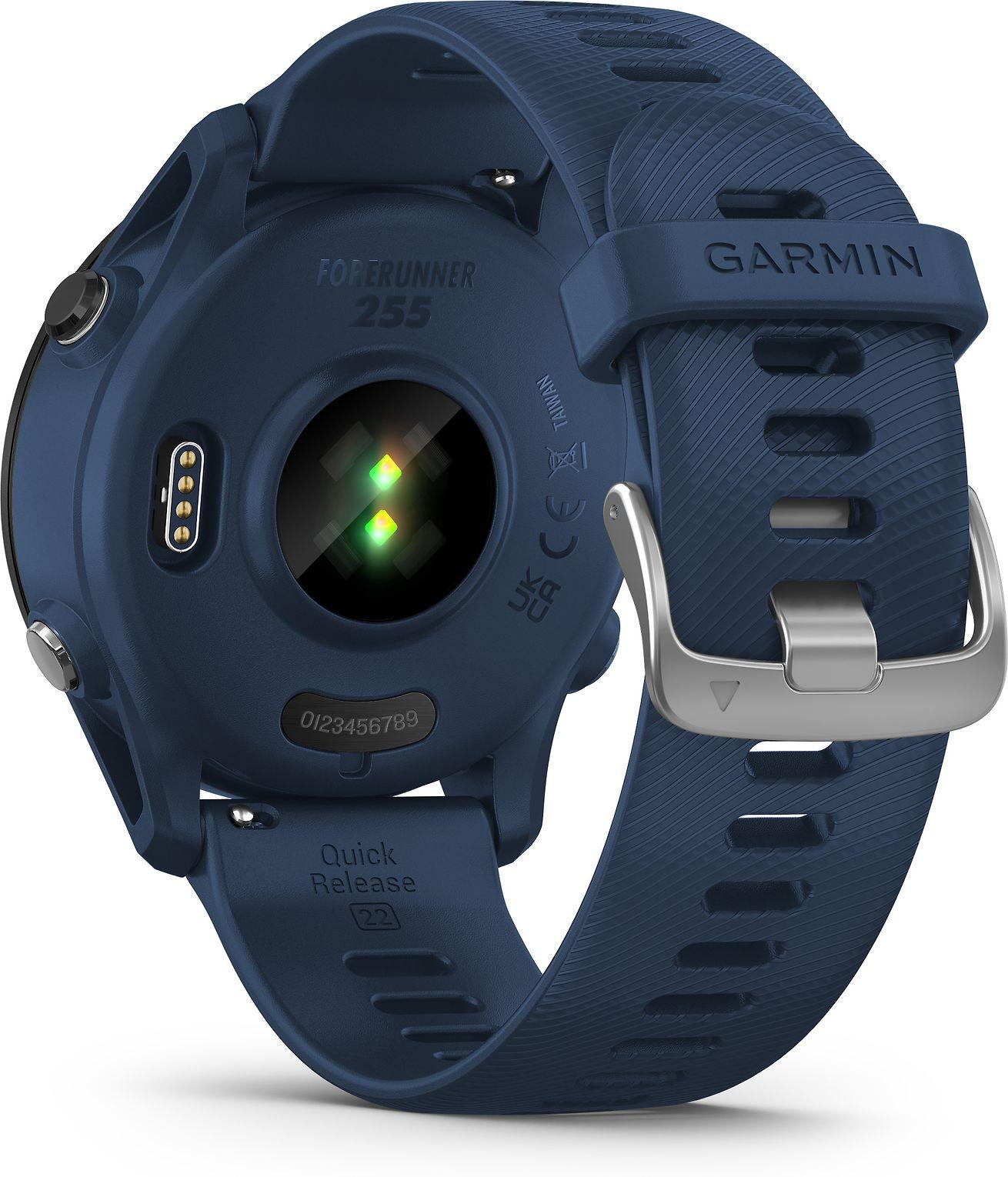 Išmanusis laikrodis Garmin Forerunner 255, Juodos spalvos apvadas su mėlynos spalvos silikoniniu dirželiu, 46mm
