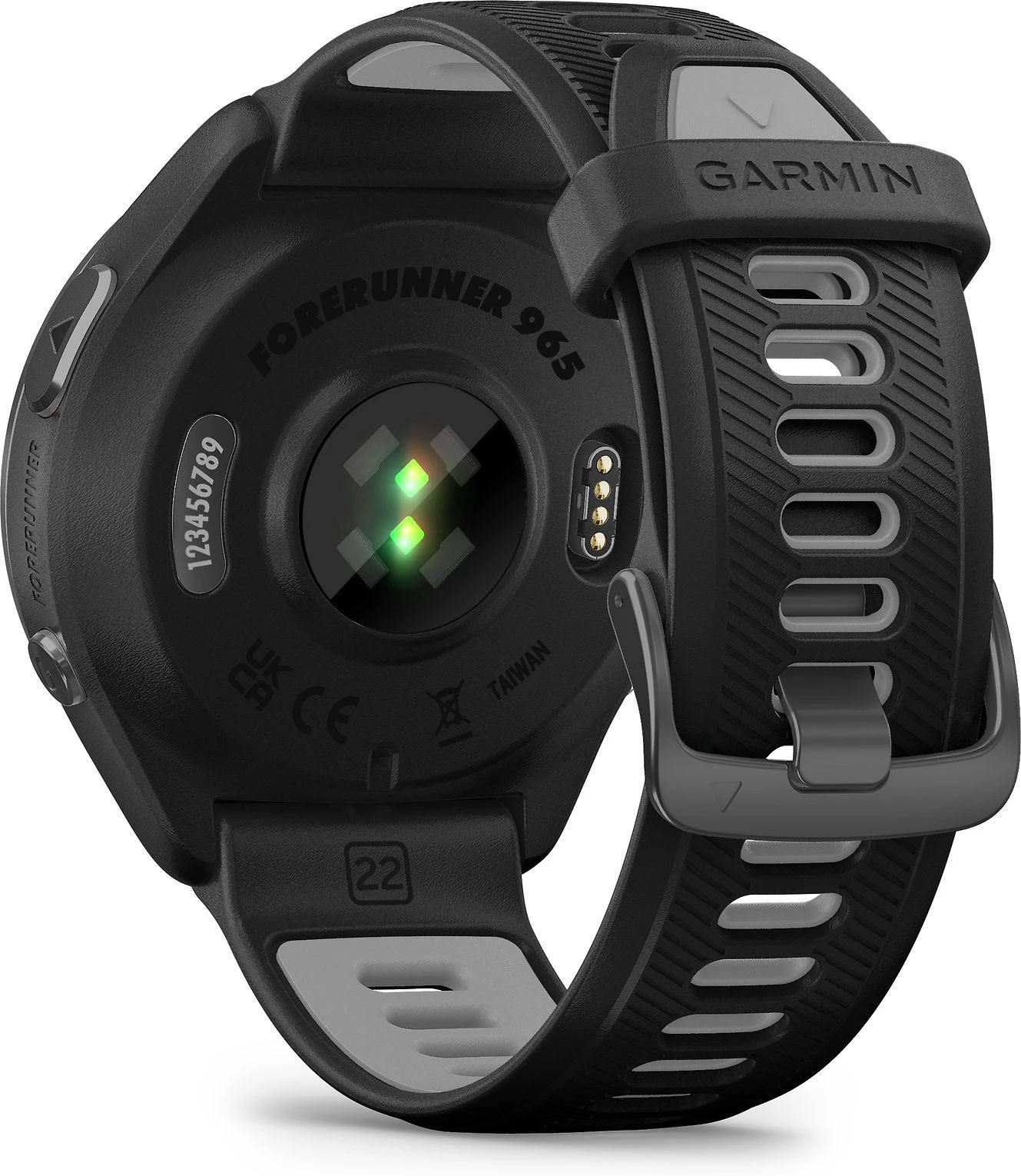 Garmin Išmanusis laikrodis Forerunner® 965, Pilkos anglies spalvos korpusas su juodos ir pilkos spalvų dirželiu
