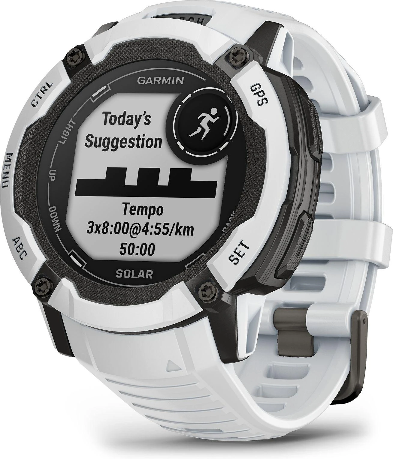 Išmanusis laikrodis Garmin Instinct 2X Solar, Juodos ir baltos spalvų korpusas su baltos spalvos dirželiu