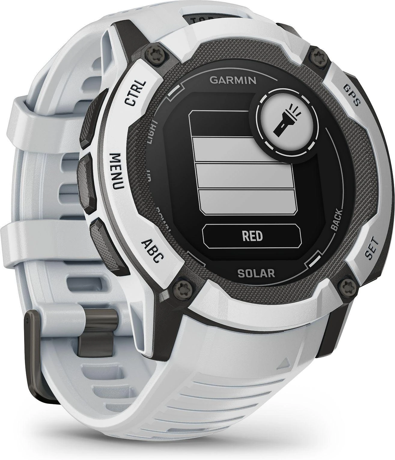 Išmanusis laikrodis Garmin Instinct 2X Solar, Juodos ir baltos spalvų korpusas su baltos spalvos dirželiu