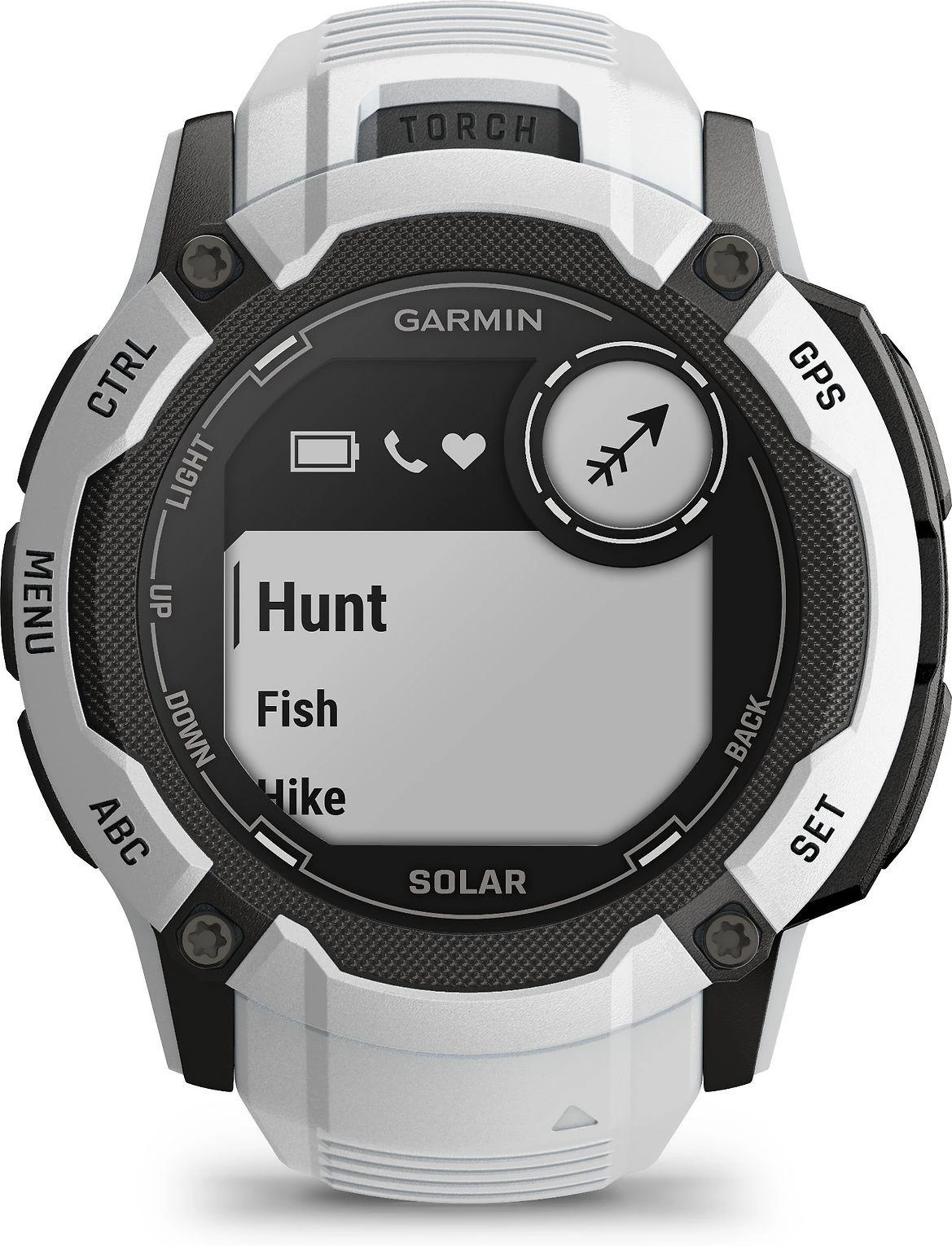 Išmanusis laikrodis Garmin Instinct 2X Solar, Juodos ir baltos spalvų korpusas su baltos spalvos dirželiu