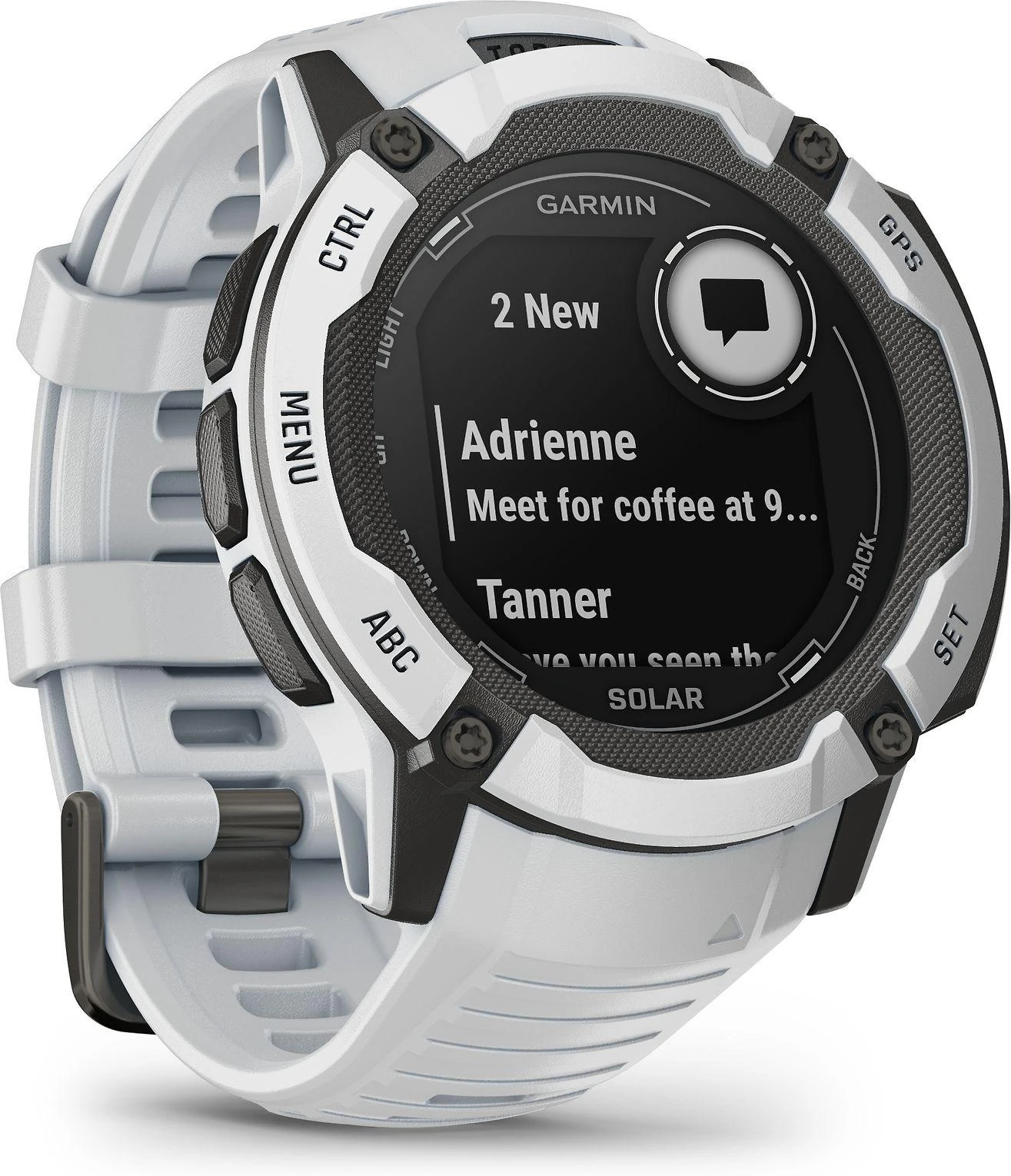 Išmanusis laikrodis Garmin Instinct 2X Solar, Juodos ir baltos spalvų korpusas su baltos spalvos dirželiu