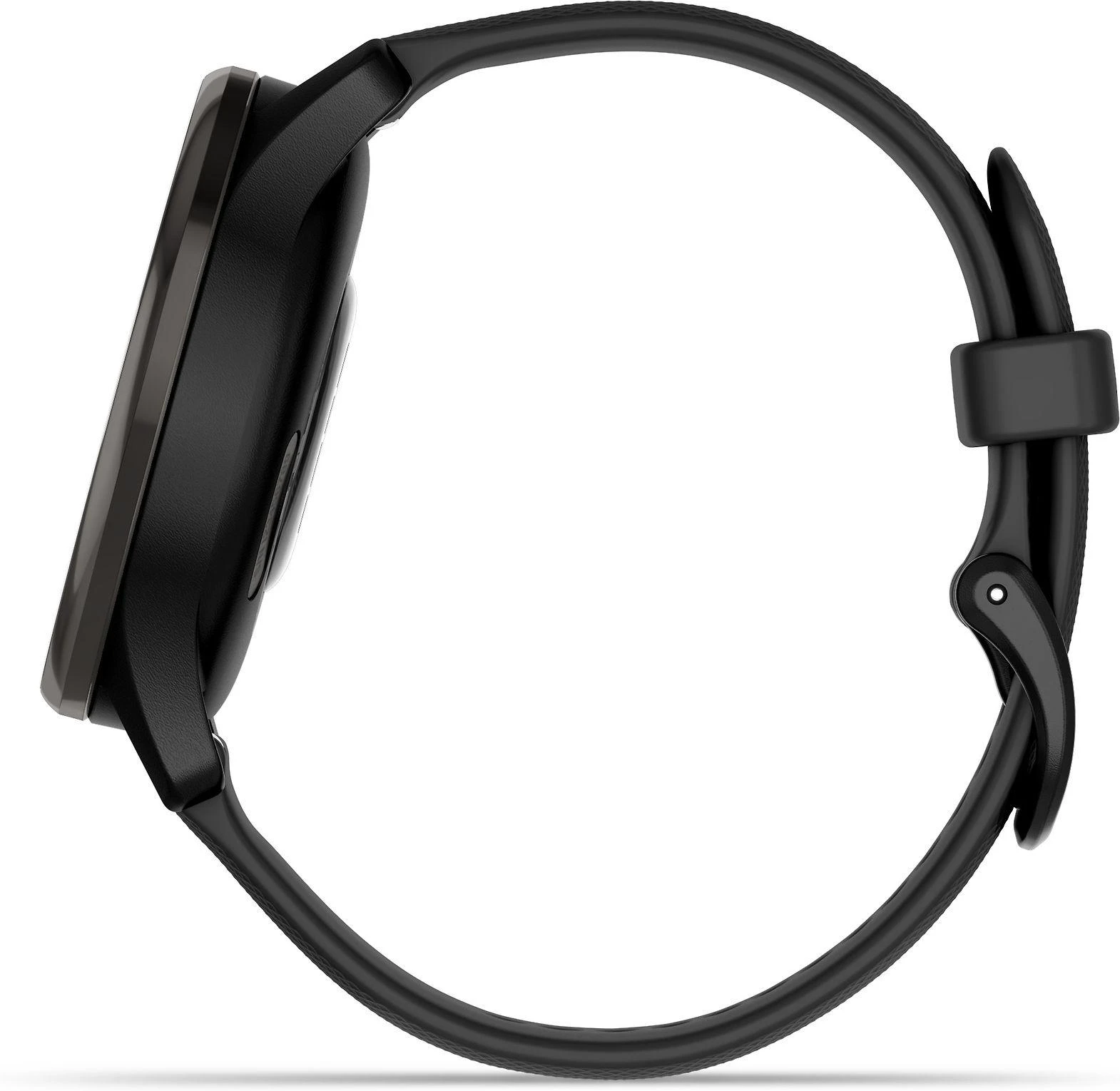 Išmanusis laikrodis Garmin vívomove® Trend, Skalūno spalvos nerūdijančiojo plieno apvadas, su juodu korpusu ir silikoniniu dirželiu