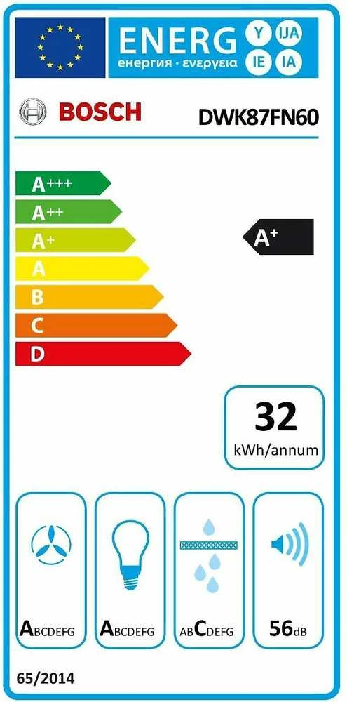 Bosch DWK87FN60 Serija 4, Prie sienos montuojamas gartraukis, 80 cm, skaidrus stiklas su juodu atspaudu, Juoda