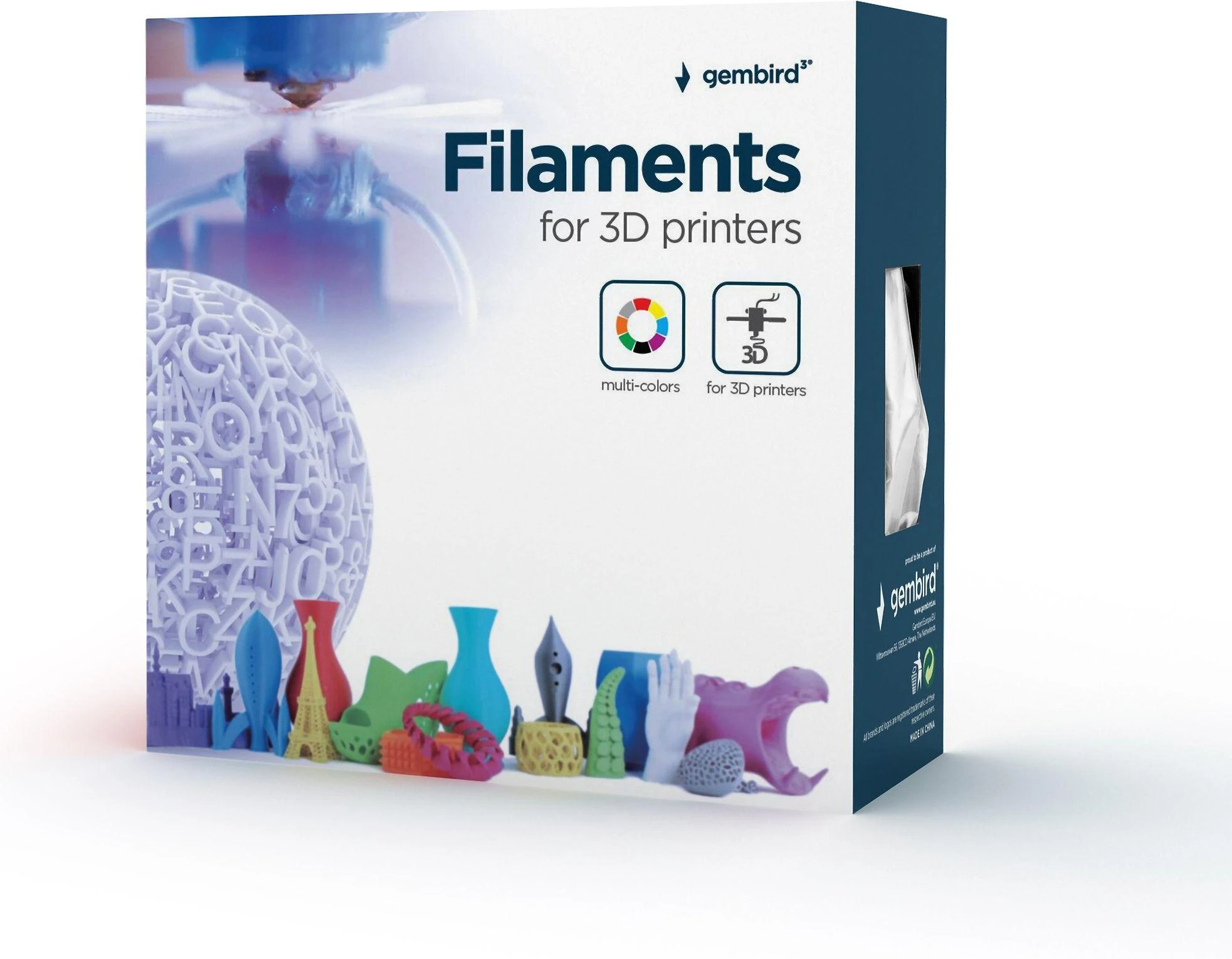 Gembird Flashforge ABS plastikinės gijos | 1,75 mm skersmuo, 1kg/ritė | Baltas