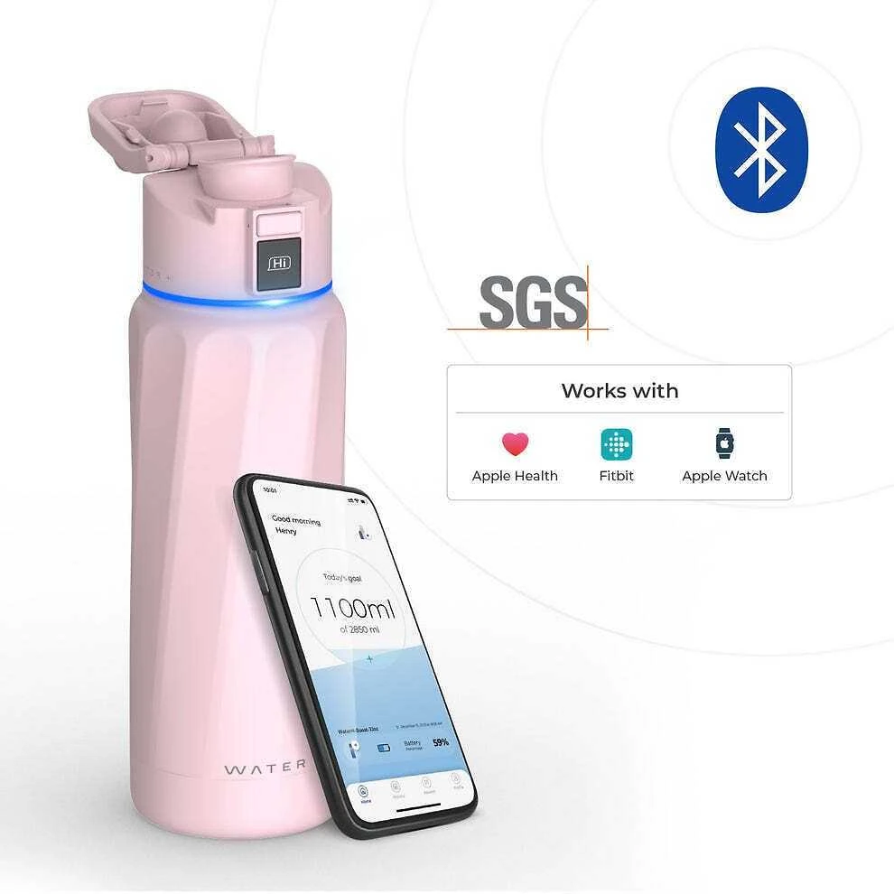 Gertuvė WaterH BOOST Chug Lid älyjuomapullo, 946 ml, vaaleanpunainen