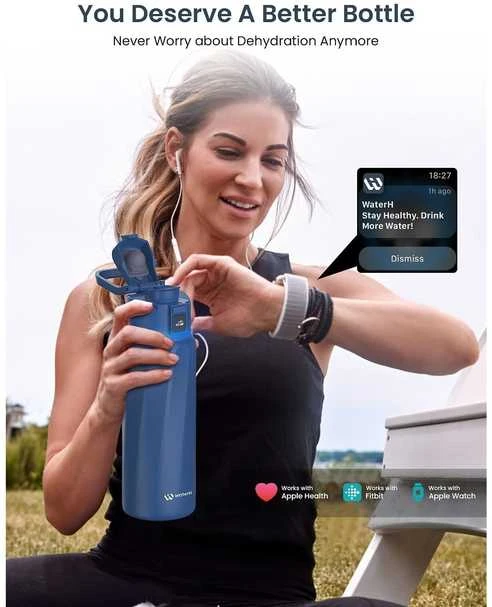 Gertuvė WaterH BOOST vandens buteliukas su dangteliu, 710 ml, magnetito mėlynumo