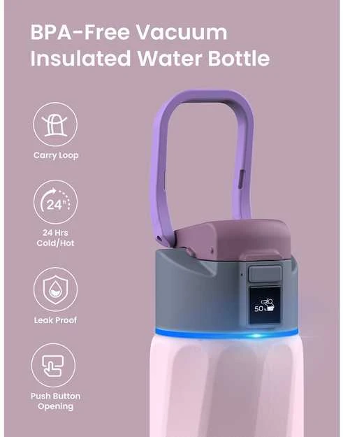 Gertuvė WaterH BOOST Chug Lid älyjuomapullo, 710 ml, vaaleanpunainen