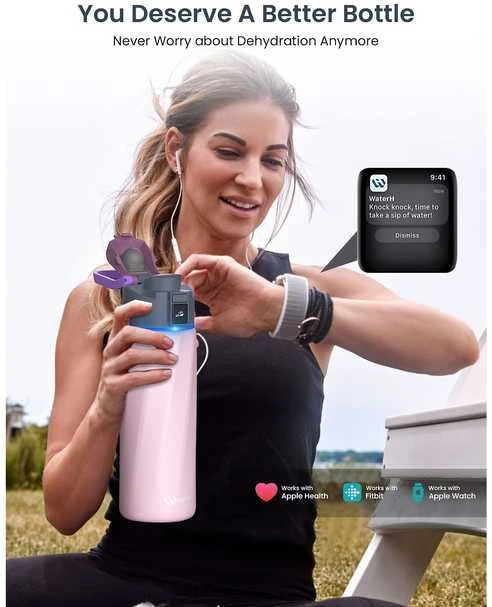 Gertuvė WaterH BOOST Chug Lid älyjuomapullo, 710 ml, vaaleanpunainen