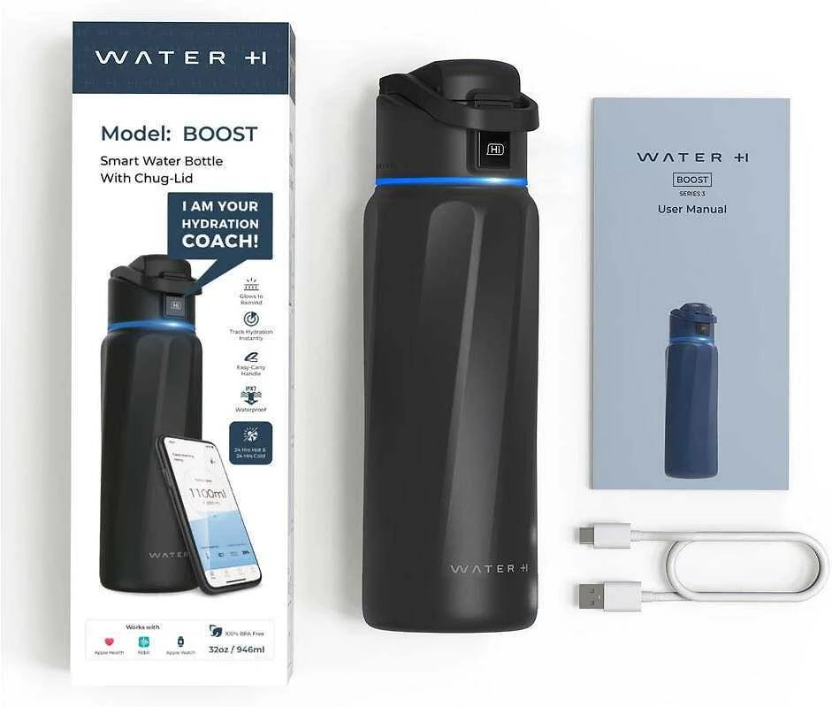 „Philips WaterH BOOST“ išmanusis gertuvės dangtelis su dangteliu, 946 ml, juodas