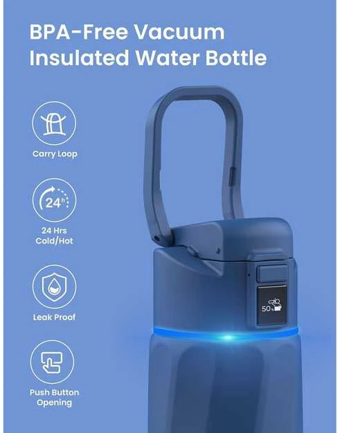 Gertuvė WaterH BOOST vandens buteliukas su dangteliu, 710 ml, magnetito mėlynumo