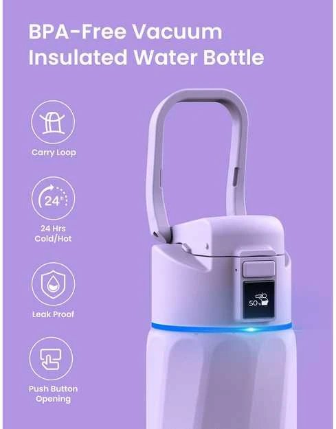 Gertuvė WaterH BOOST Chug Lid älyjuomapullo, 710 ml, violetti