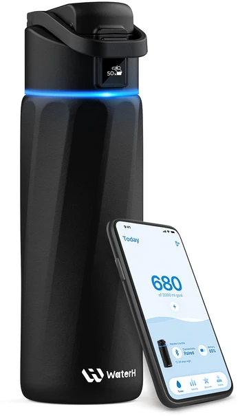 Gertuvė WaterH BOOST Chug Lid älyjuomapullo, 710 ml, musta