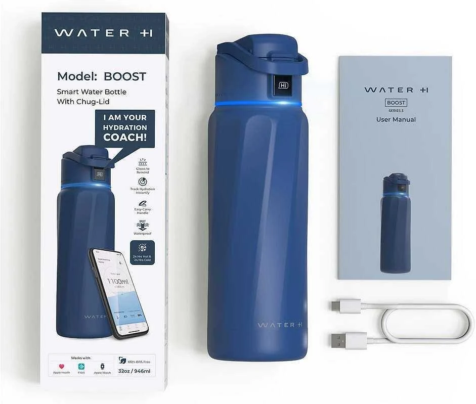 Gertuvė WaterH BOOST Chug Lid älyjuomapullo, 946 ml, sininen