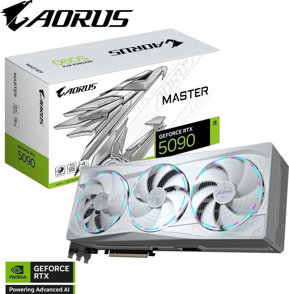 Vaizdo plokštė „Gigabyte AORUS GeForce RTX 5090 MASTER ICE 32G“ | „NVIDIA“ | 32 GB | „GeForce RTX 5090“ | GDDR7 | HDMI jungčių kiekis: 1 | PCI-E 5.0