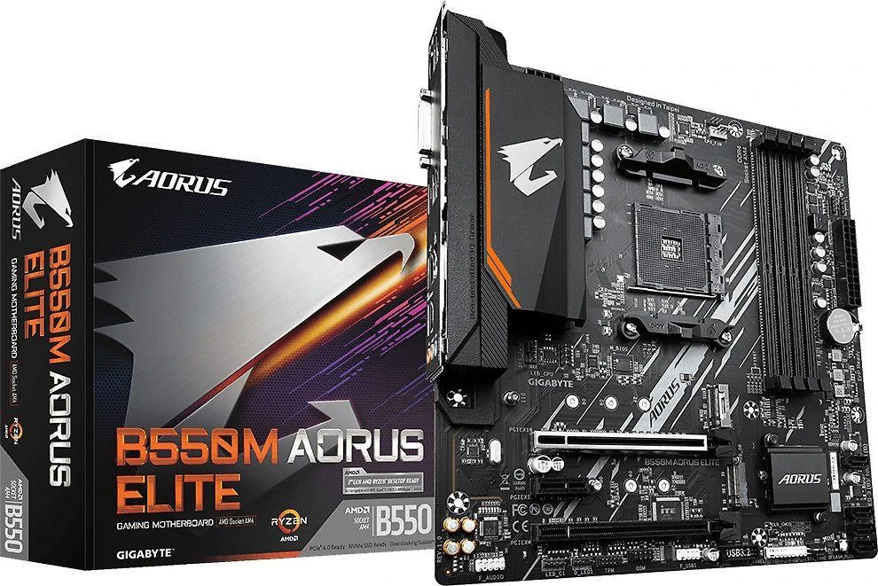 Pagrindinė plokštė Gigabyte B550M AORUS Elite/AM4/Micro-ATX/Memory DDR4/Atminties lizdai 4/1xPCI-Express 3.0 1x/1xPCI-Express 3.0 4x/1xPCI-Express 4.0 16x/2xM.2/1xDVI-D/1xHDMI/2xAudio-In/1xAudio-Out/4xUSB 2.0/4xUSB 3.2/1xPS/2/1xRJ45