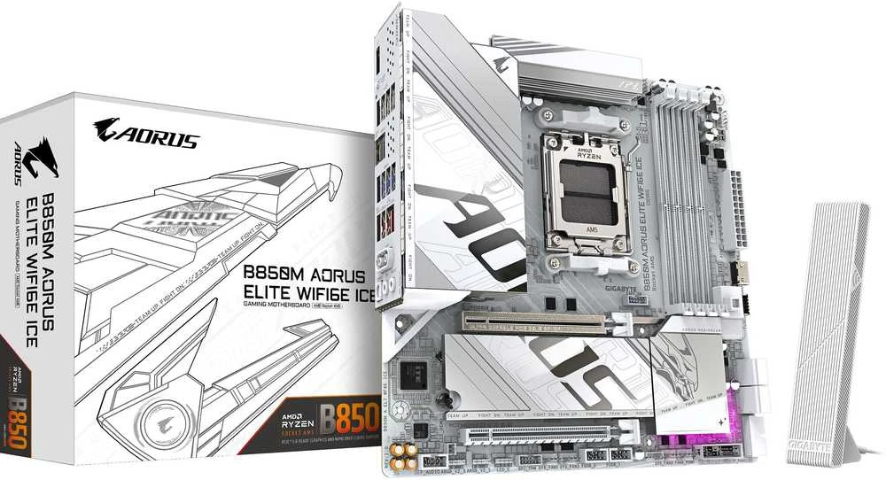 Pagrindinė plokštė „Gigabyte B850M A ELT WF6E“ | Procesorių šeima AMD | Procesoriaus lizdas AM5 | DDR5 | Palaikomos kietojo disko sąsajos SATA, M.2 | SATA jungčių skaičius 4
