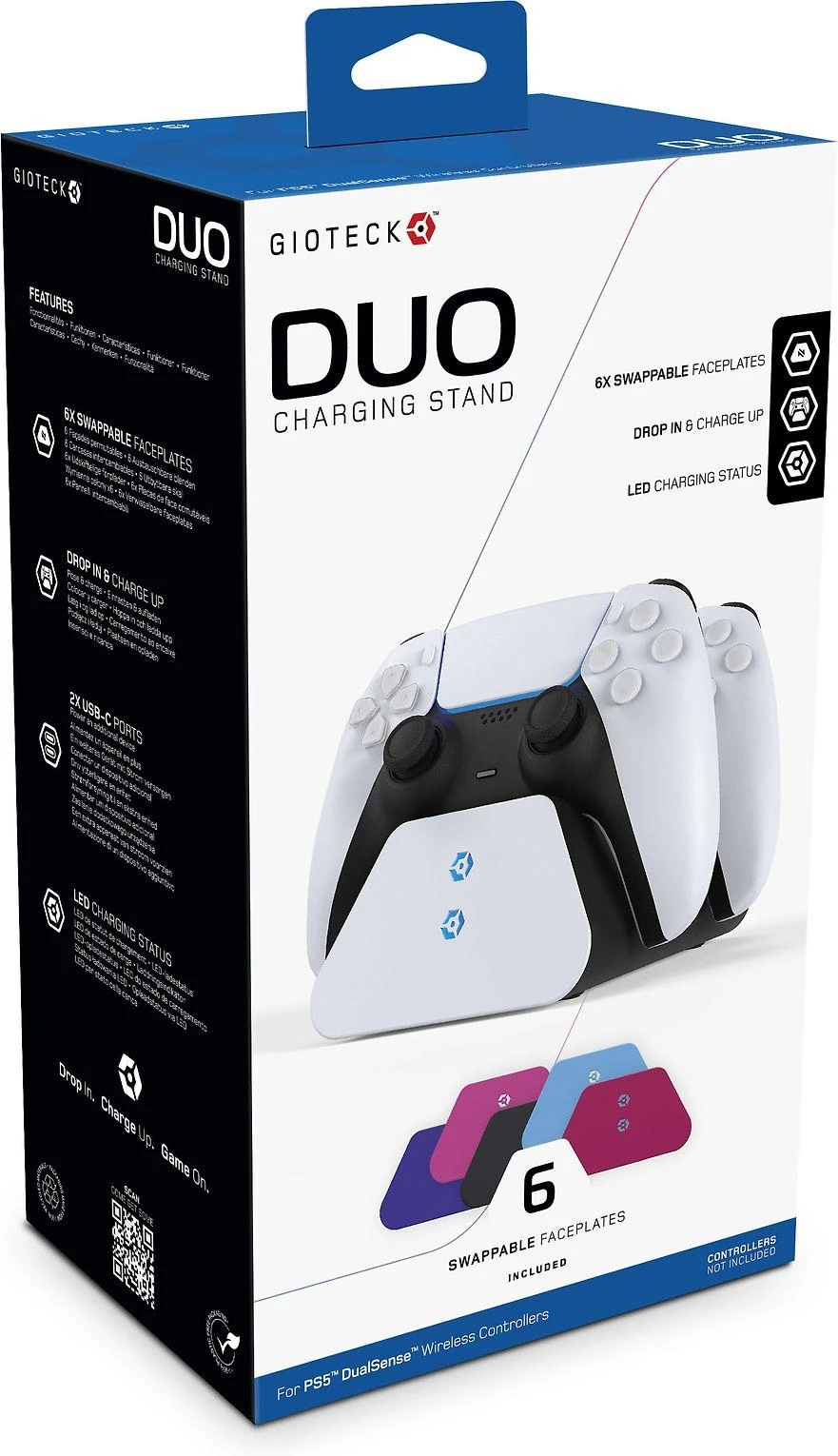 Gioteck Dviejų valdiklių įkrovimo stotelė, skirta PlayStation 5