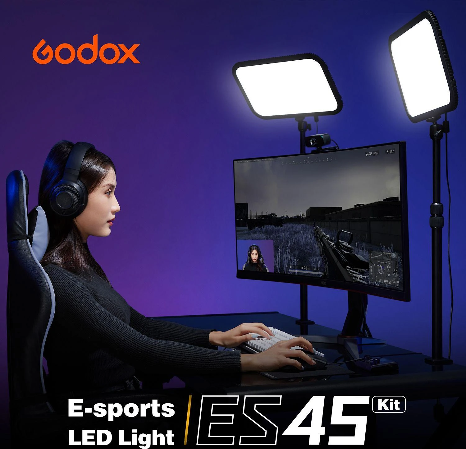 Apšvietimo įranga - Godox E Sports ES45 LED panelė 56W 2800K-6500K