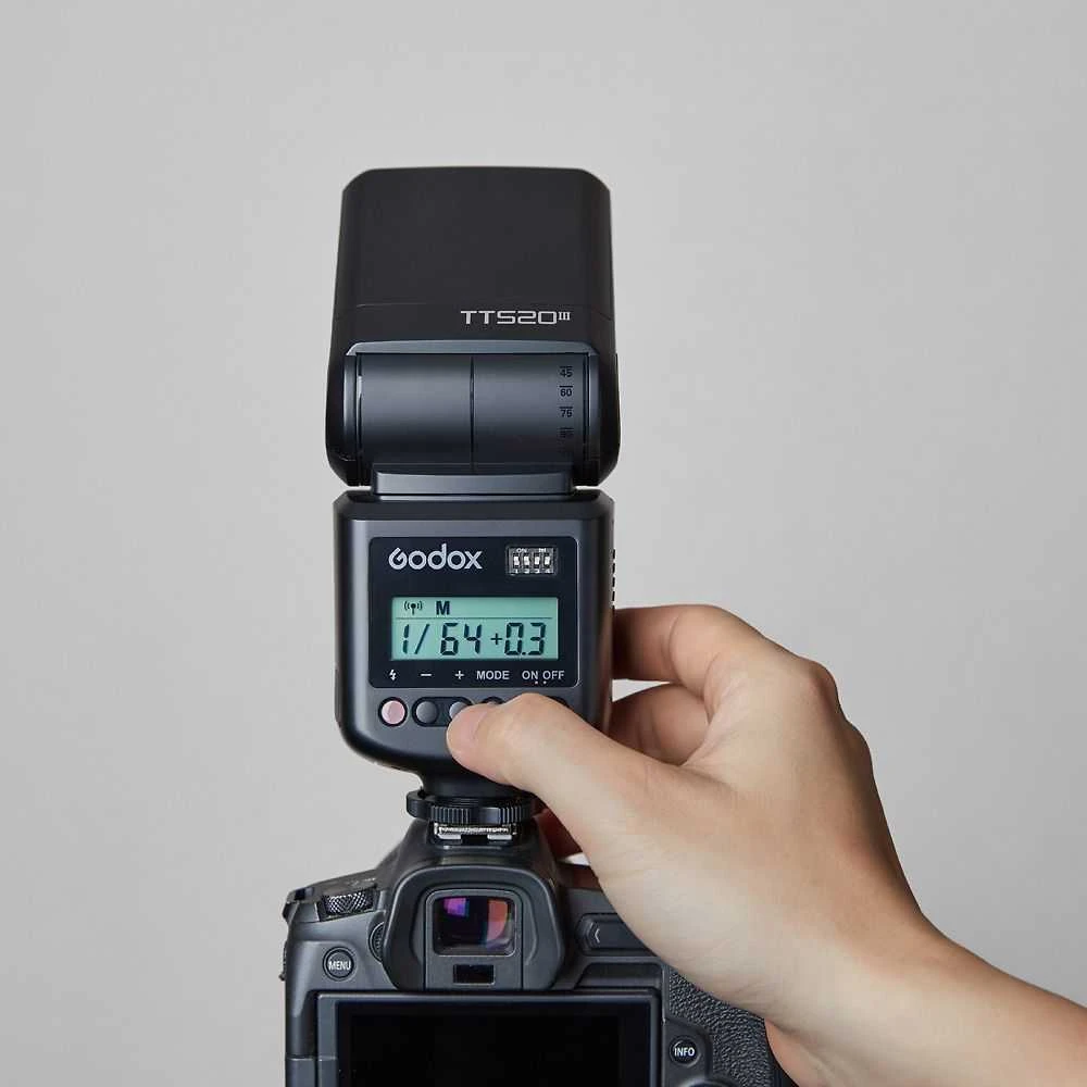 Fotoaparato blykstė - Godox TT520III LCD, reguliuojama galia, sukamoji galva