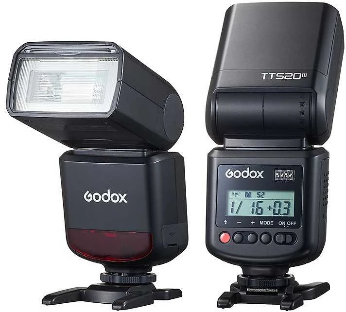 Fotoaparato blykstė - Godox TT520III LCD, reguliuojama galia, sukamoji galva