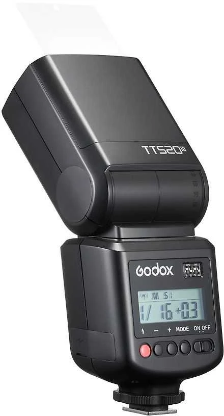 Fotoaparato blykstė - Godox TT520III LCD, reguliuojama galia, sukamoji galva