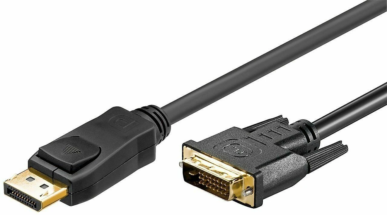 Goobay 3m DisplayPort/DVI-D adapterio laidas [auksuoti kontaktai, ekrano prievadas su užraktu]