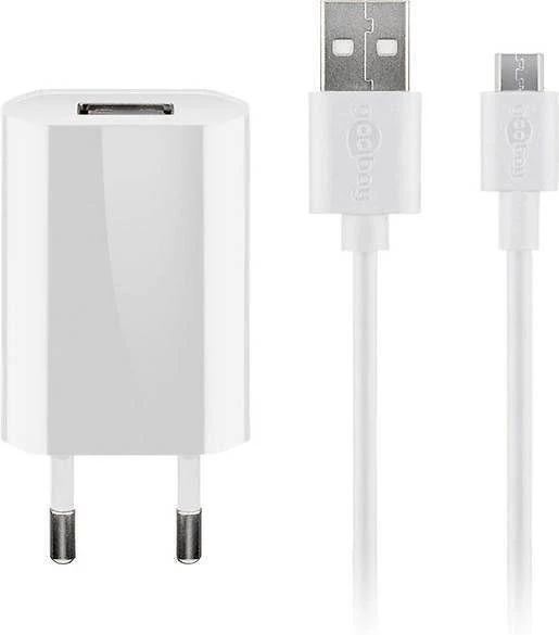 Goobay Micro-USB 5 W pakrovėjas + laidas, 1 m, baltas