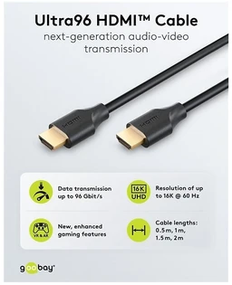 Goobay Ultra96 HDMI laidas su 16K techninėmis specifikacijomis