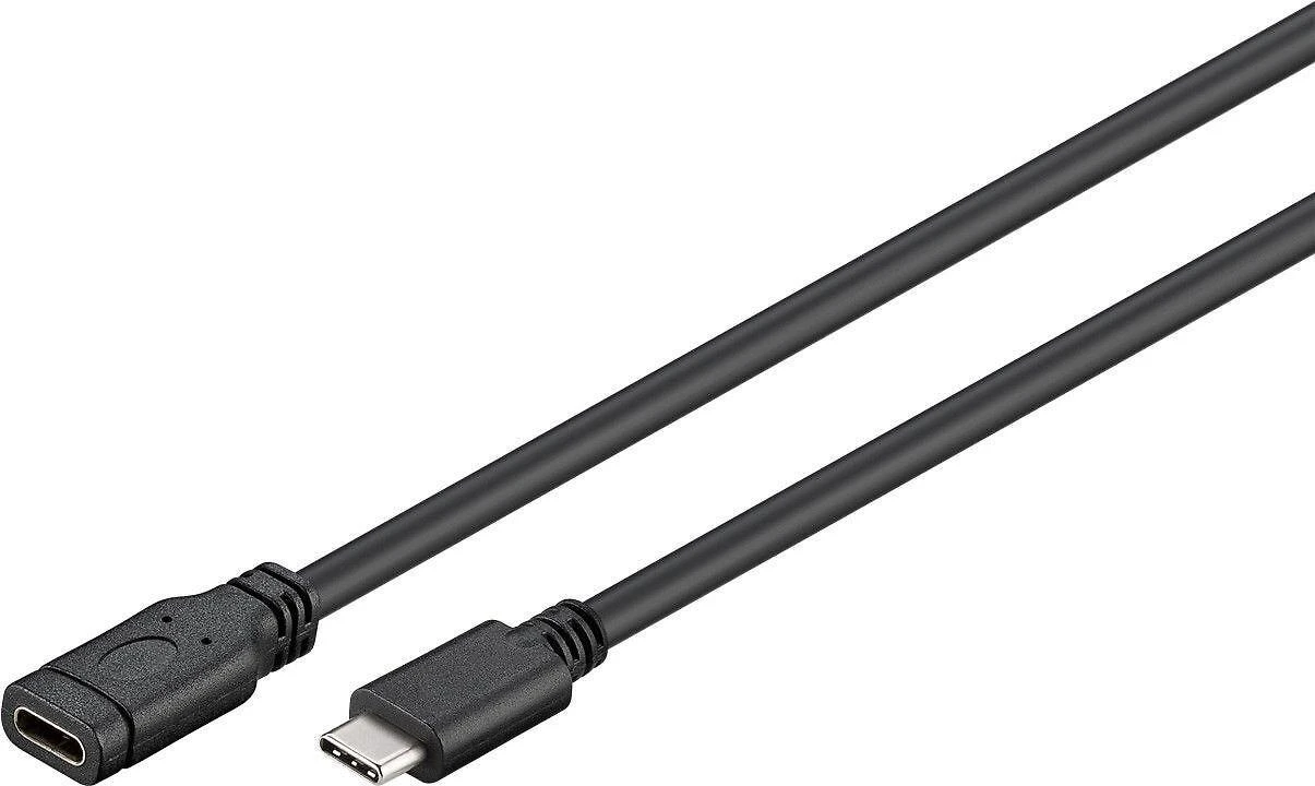 USB-C ilgintuvas, juodas laidas su jungtimis